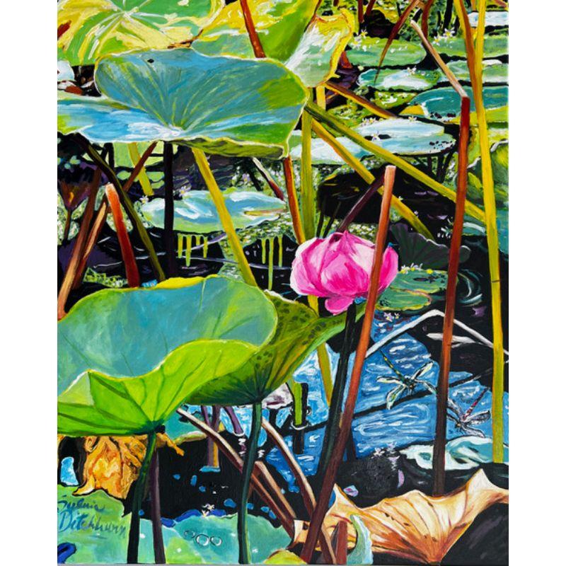 Wassergarten mit rosa Lotus-Nr. 3 – Art von Sylvia Ditchburn