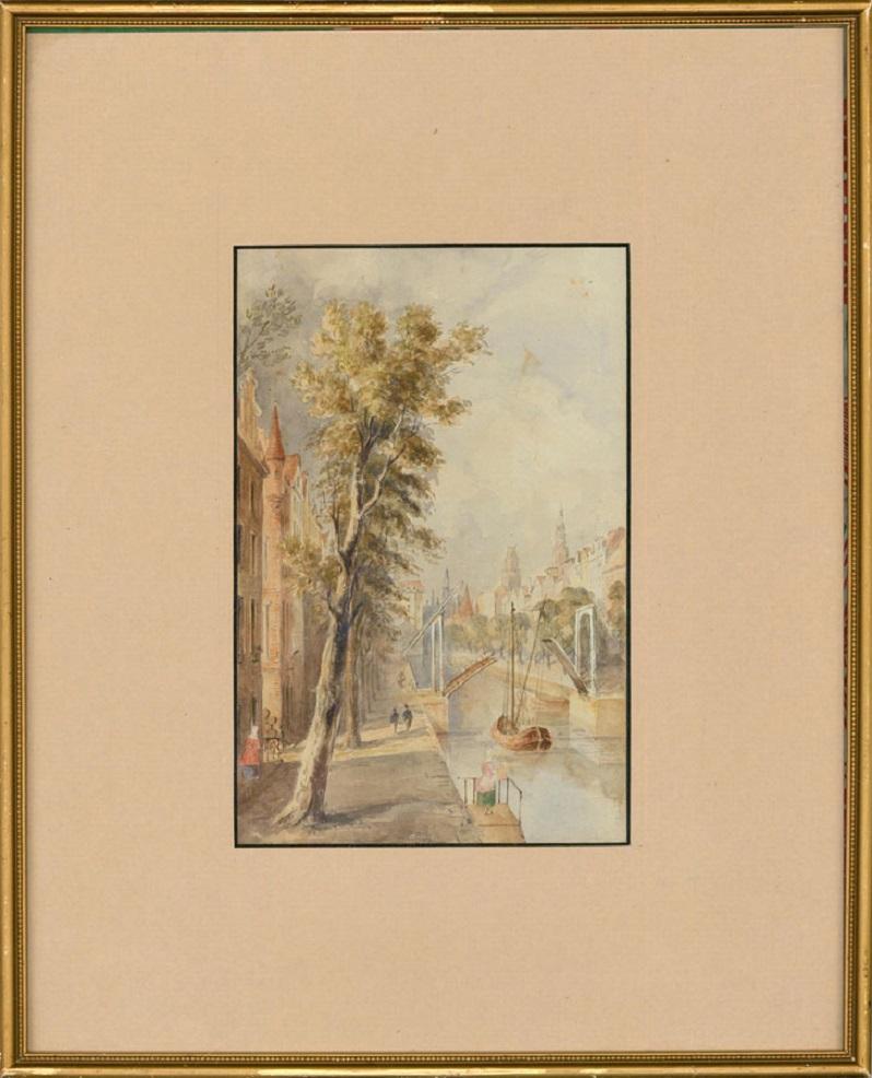 19th Century Watercolour, Ghent Canal - Art by Unknown
