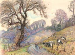 Vintage Isabel Wrightson (b.1890) - 1970 Watercolour, On the Road to Bingham