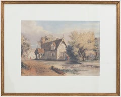 Antique Late 19th Century Watercolour - Stopping by the Cottage