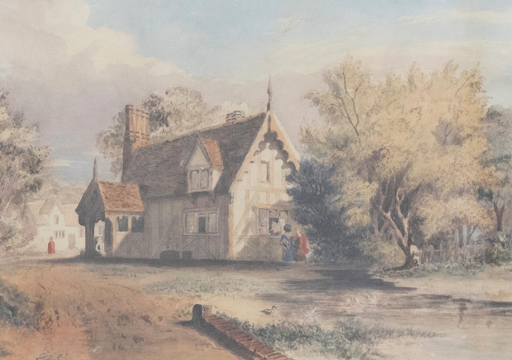 Late 19th Century Watercolour - Stopping by the Cottage For Sale 1