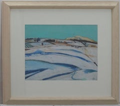 Framed Contemporary Gouache - Snowy Fields