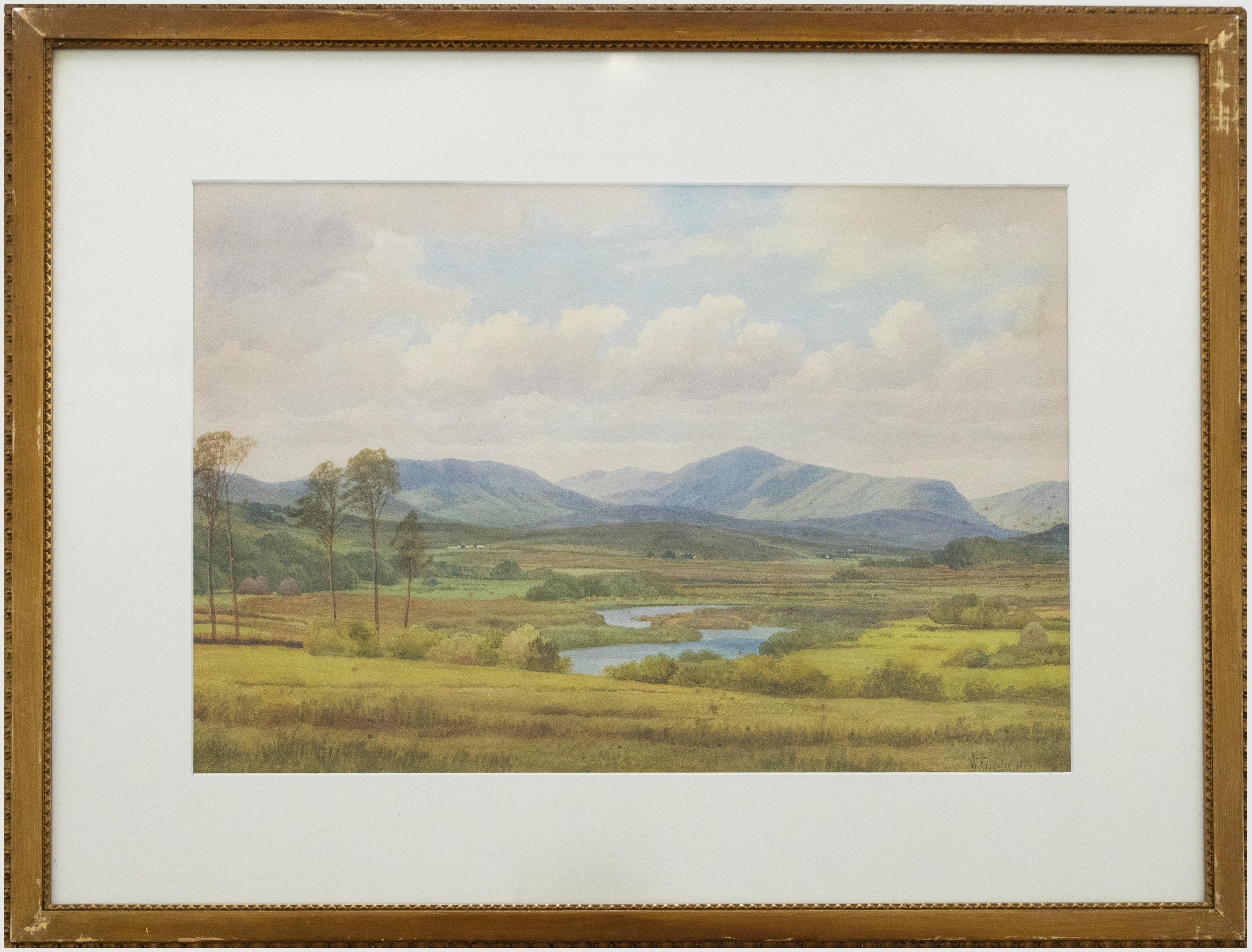 William J. Ferguson (fl.1849-1886) - Framed 1895 Watercolour, Highland Landscape 1