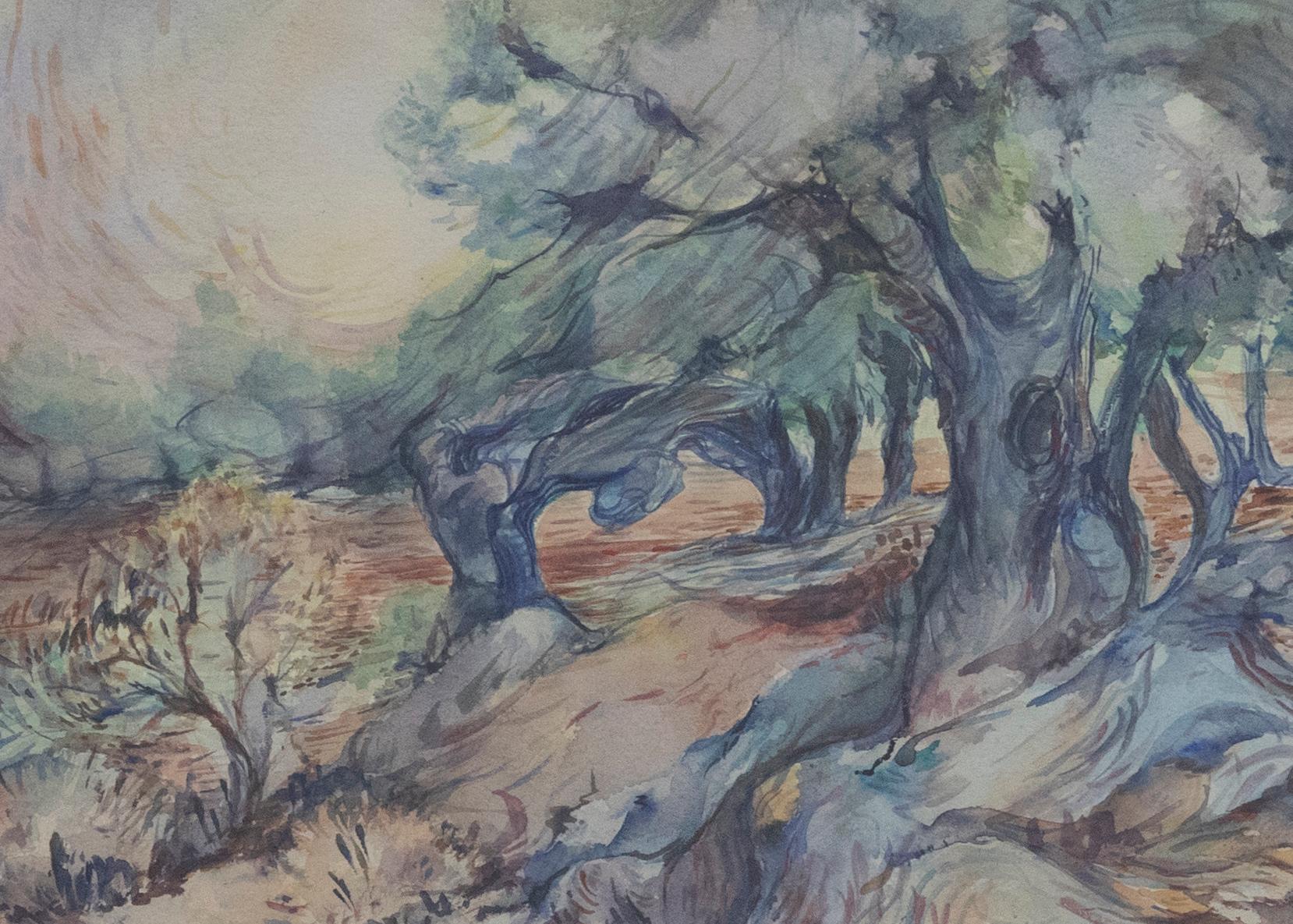 Araceli Booth - Framed 20th Century Watercolour, Light Through The Trees For Sale 1