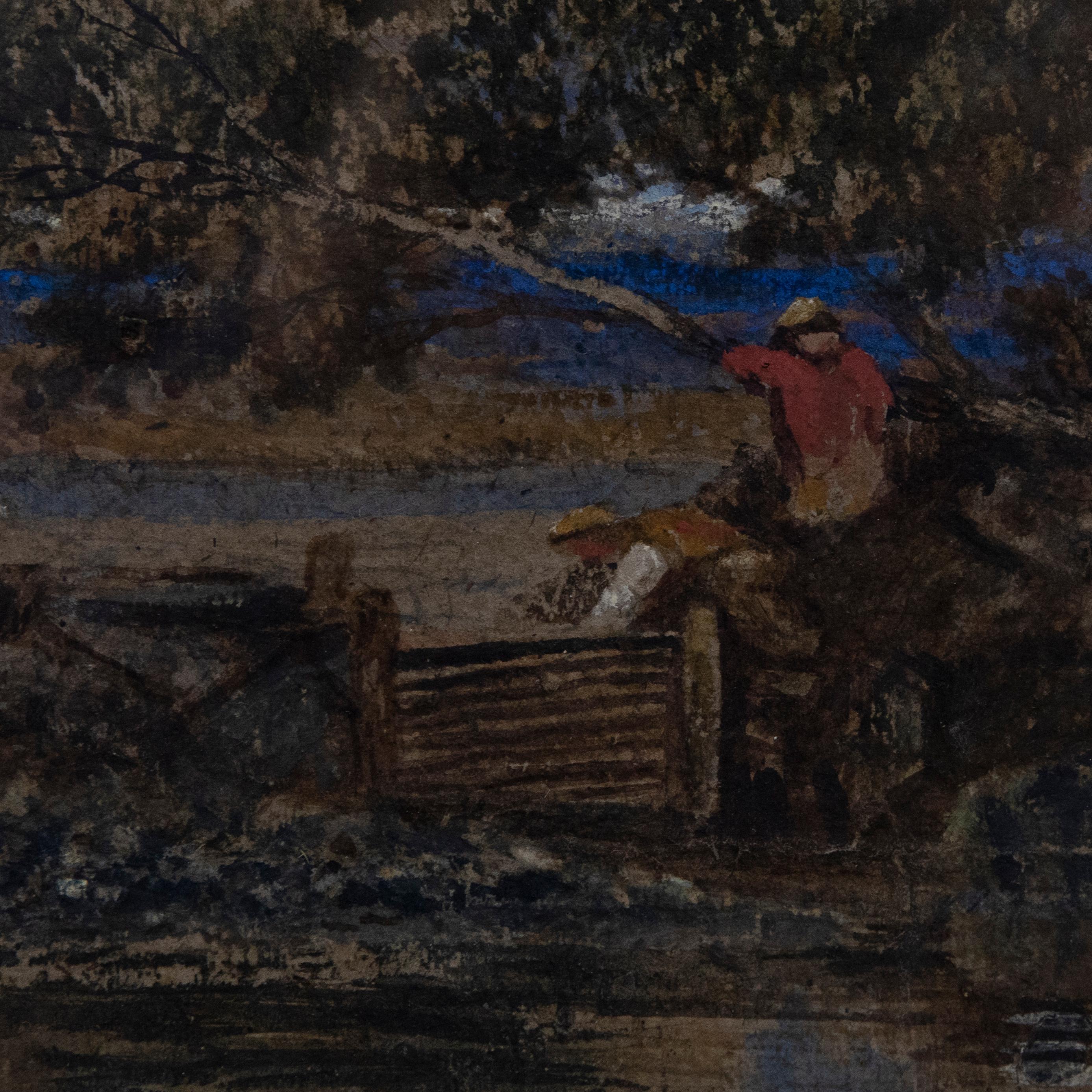 Richard Bond (1808-1886) - Framed 1861 Watercolour, On The Lledder For Sale 3