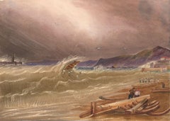 Early 19th Century Watercolour - Rough Seas on the Northumberland Coast