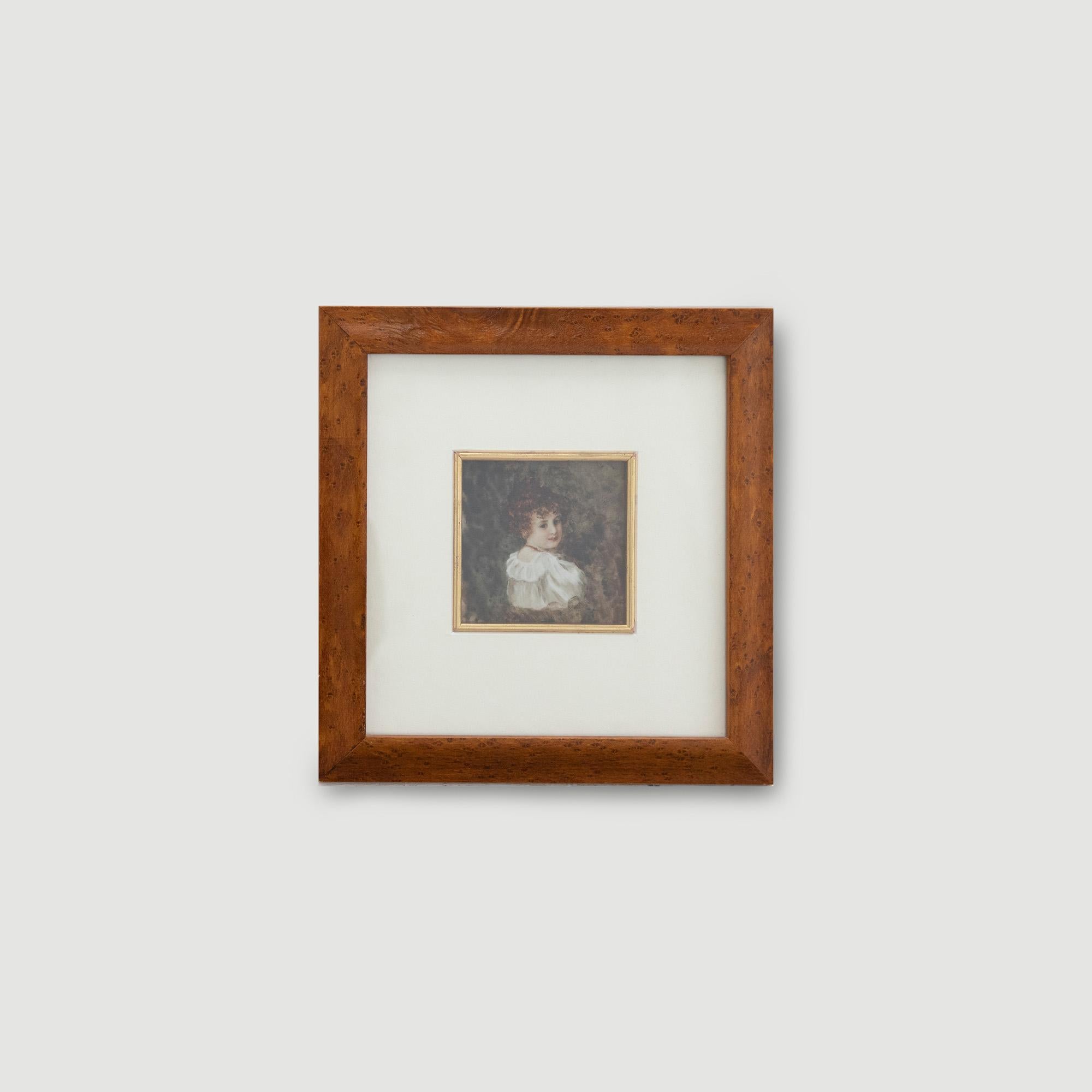 Gerahmtes Aquarell des 19. Jahrhunderts – Porträt eines jungen Mädchens im Angebot 1