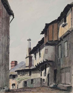 Dorf in der Normandie, Aquarell auf Papier von Paulémile Pissarro, 1920