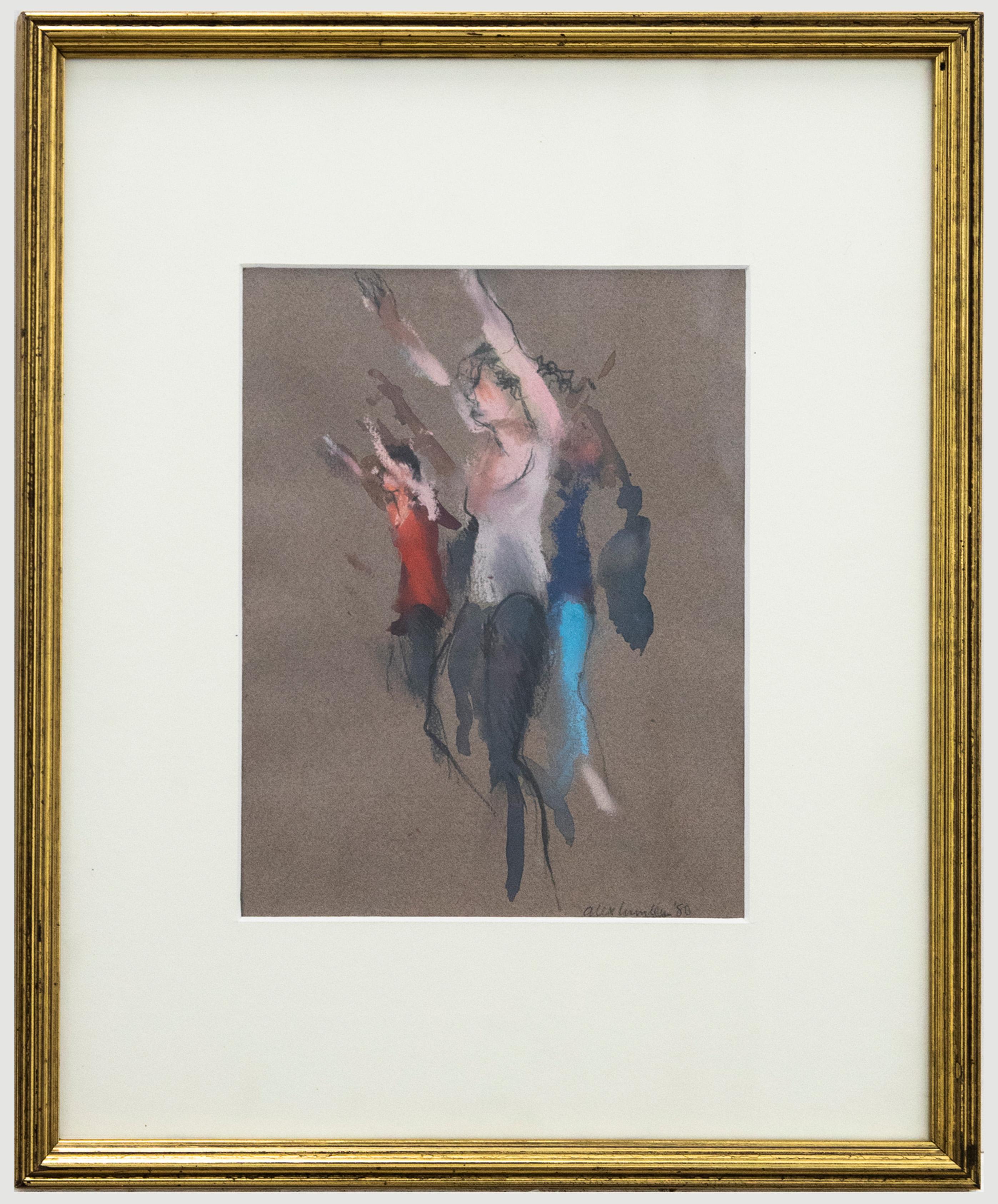 Alexandra Lumley (b.1958) - Framed Contemporary Chalk Drawing, Modern Dancers