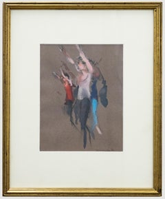 Alexandra Lumley (b.1958) - Framed Contemporary Chalk Drawing, Modern Dancers
