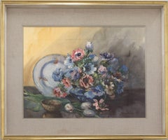 Vintage Marion Broom RWS (1878-1962)  - 20th Century Watercolour, An Array Of Anemones