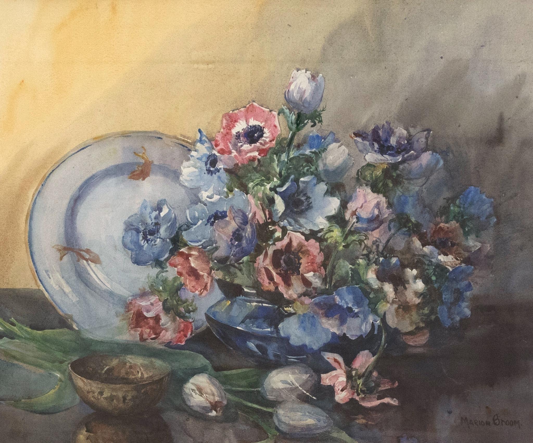 Marion Broom RWS (1878-1962)  - 20th Century Watercolour, An Array Of Anemones For Sale 3