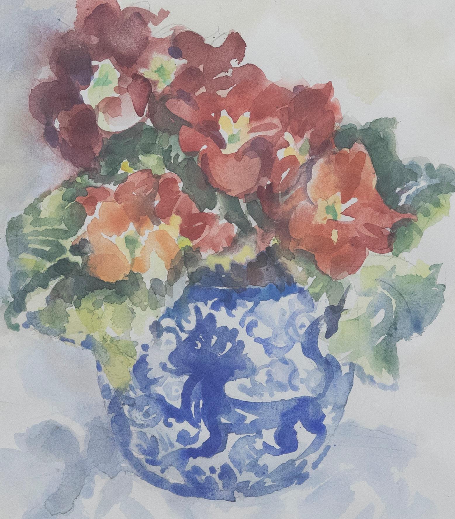 Ivor Hayes (geb. 1916) - Gerahmtes Aquarell des 20. Jahrhunderts, Topf Primrose im Angebot 3