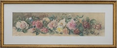 Antique Ellen Gehil - Framed 1892 Watercolour, Still Life of Roses