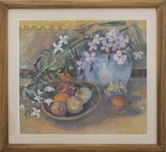 Vintage Audrey Macleod (1936) - 20th Century Watercolour, Clematis And Pomegranates