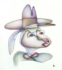 Kaninchen-, Bleistift- und Buntstiftzeichnung auf Papier von Nikolay Starostenko, 2022