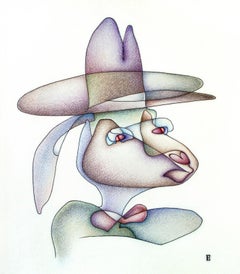 Sr. Conejo, Pluma y lápices de colores Dibujo sobre papel de Nikolay Starostenko, 2022