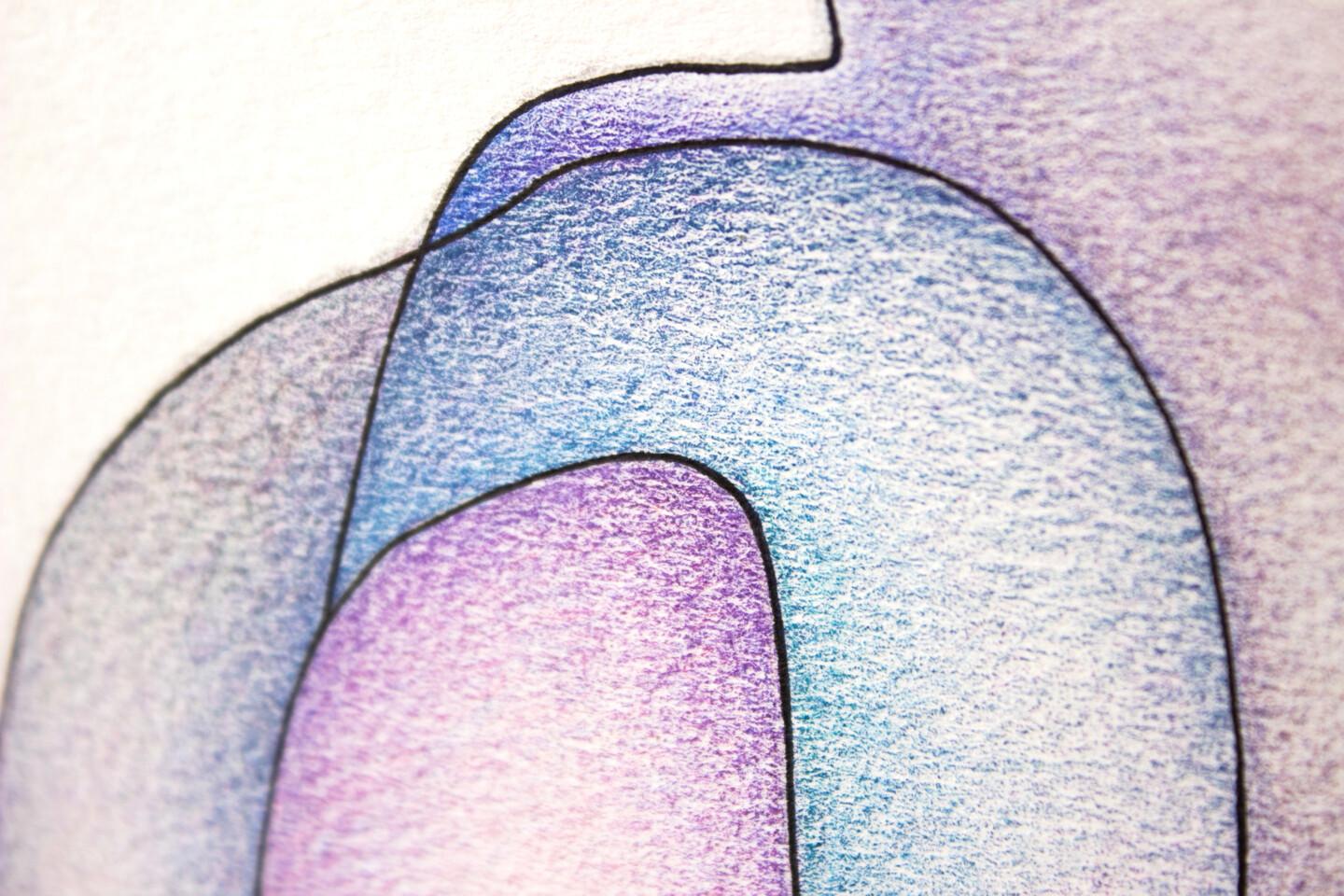 Brieftaube, Feder und Buntstifte Zeichnung auf Papier, 2022 (Geometrische Abstraktion), Art, von Nikolay Starostenko