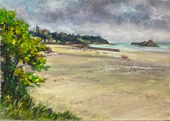 Peinture à l'aquarelle française post-impressionniste - La plage de la toile