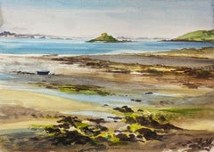 Post-Impressionist French Watercolour Painting Seascape of Port Lazo, Brittany