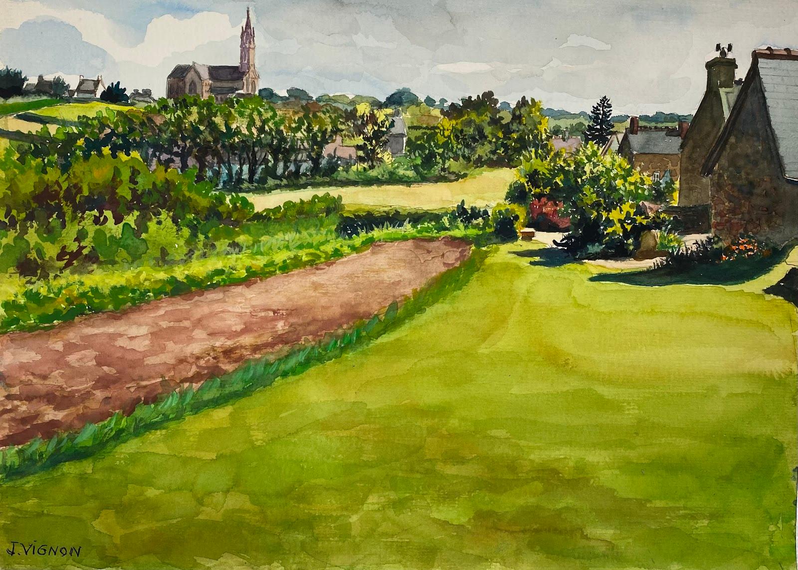 Josine Vignon Landscape Art - Post-Impressionist French Watercolour Painting  The Countryside Of Plougrescant