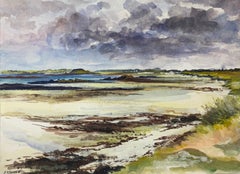 Postimpressionistisches Aquarell Meereslandschaft in Ploudalmézeau, Bretagne