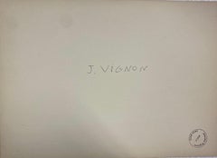 Pintura francesa postimpresionista a la acuarela Paisaje de campo abierto verde veraniego