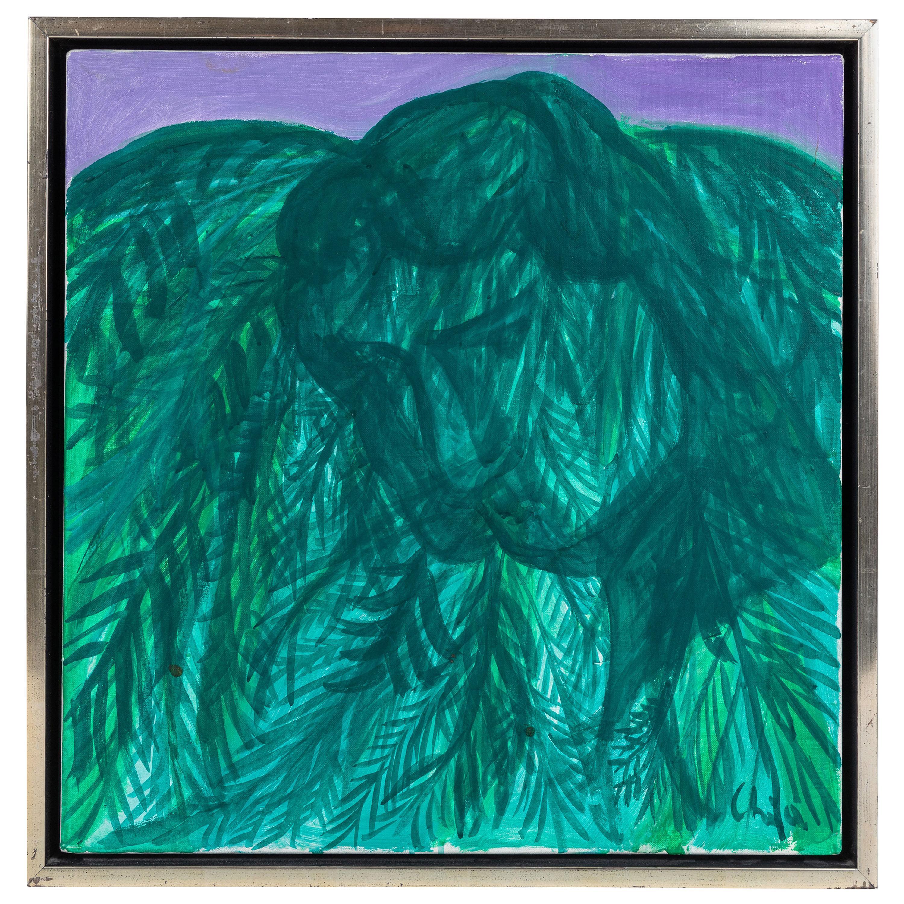 Signiert und datiert, 2007, Öl auf Leinen, abstraktes figuratives Gemälde, "Fairchild Gardens" (in Coral Gables, Florida) des angesehenen italienischen Künstlers Sandro Chia (geb. 1946). Leinwand Größe: 22" x 22"

Über Askart:

Sandro Chia wurde am