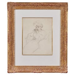 Antikes Bleistiftporträt einer Frau