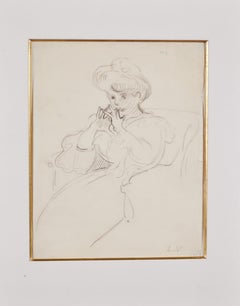 Antique, Pencil Portrait of a Woman