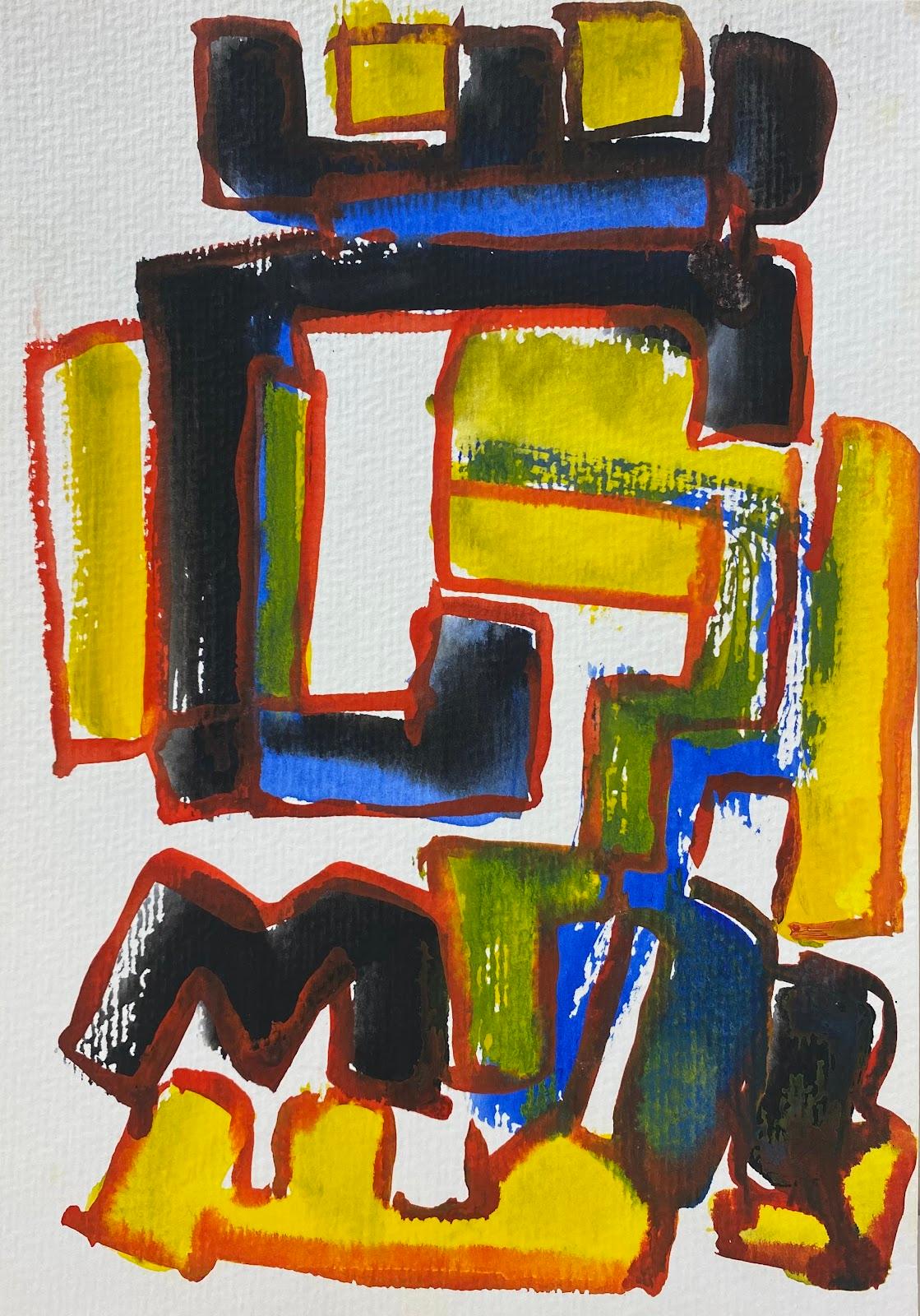 Abstract Drawing Jacques Coulais (1955-2011) - Expressionniste français - Peinture abstraite originale - Artiste - Provenance de l'atelier