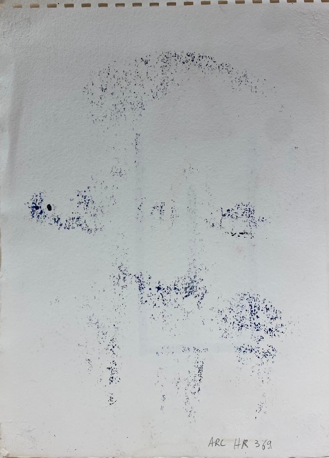 French Expressionist Abstract Original Painting Artists Studio Provenance - Gray Abstract Drawing by Jacques Coulais (1955-2011)