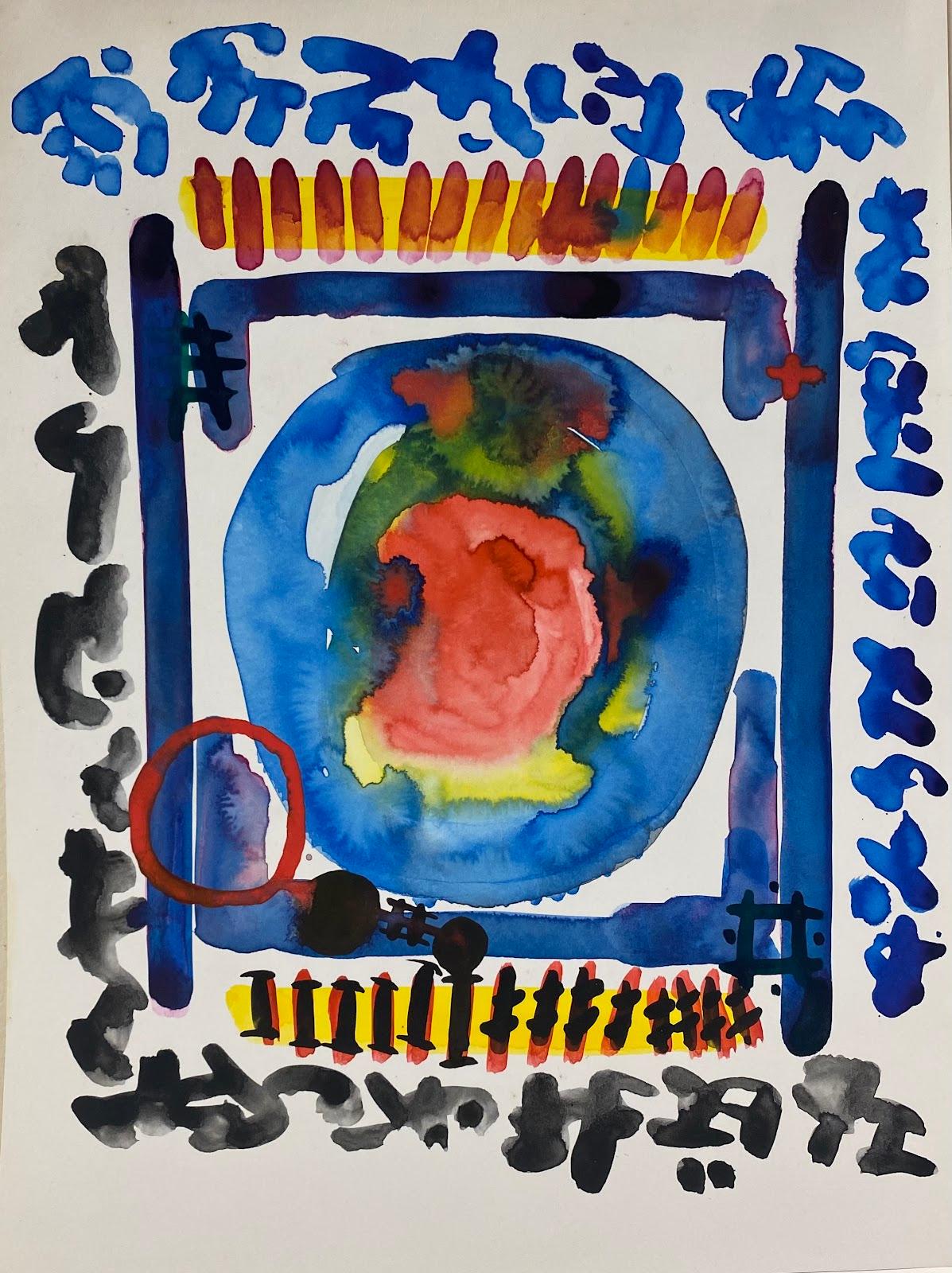 Jacques Coulais (1955-2011) Abstract Drawing – Abstraktes Originalgemälde des französischen Expressionismus, Atelier Provenienz