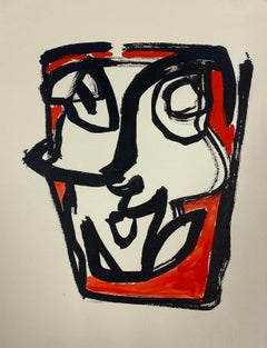 Vintage French Expressionist Abstract Original Painting Artists Studio Provenance