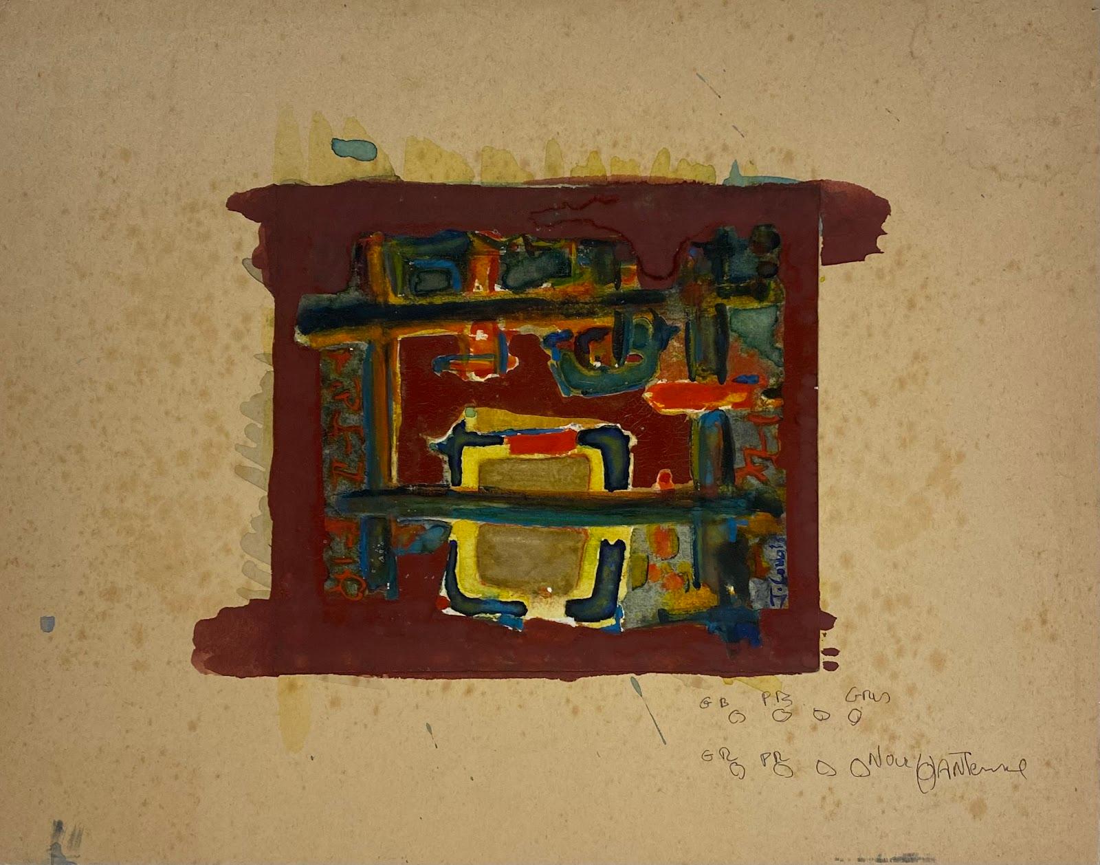 Jacques Coulais (1955-2011) Abstract Drawing - French Expressionist Abstract Original Painting Artists Studio Provenance