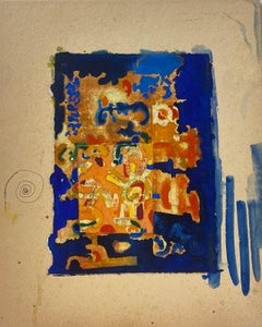 Vintage French Expressionist Abstract Original Painting Artists Studio Provenance