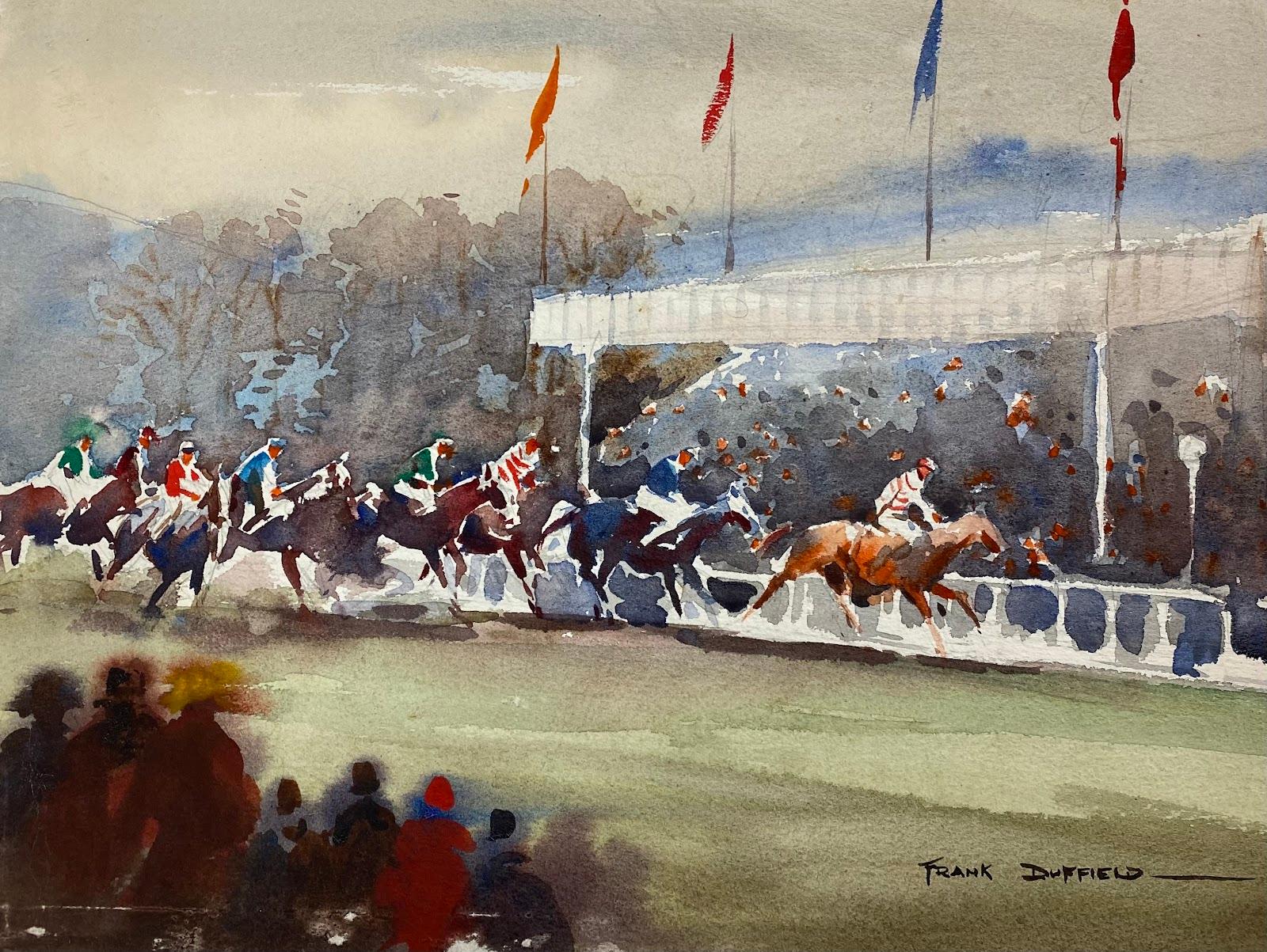 Frank Duffield Landscape Art – Impressionistischer britischer Malerei des mittleren 20. Jahrhunderts „The Races“