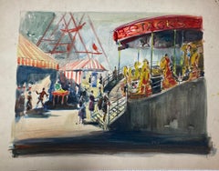British Impressionist Painting The Carousel At A FunFair