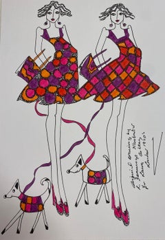 Original Fashion Design Illustration Watercolor Painting Laura Ashley Designer