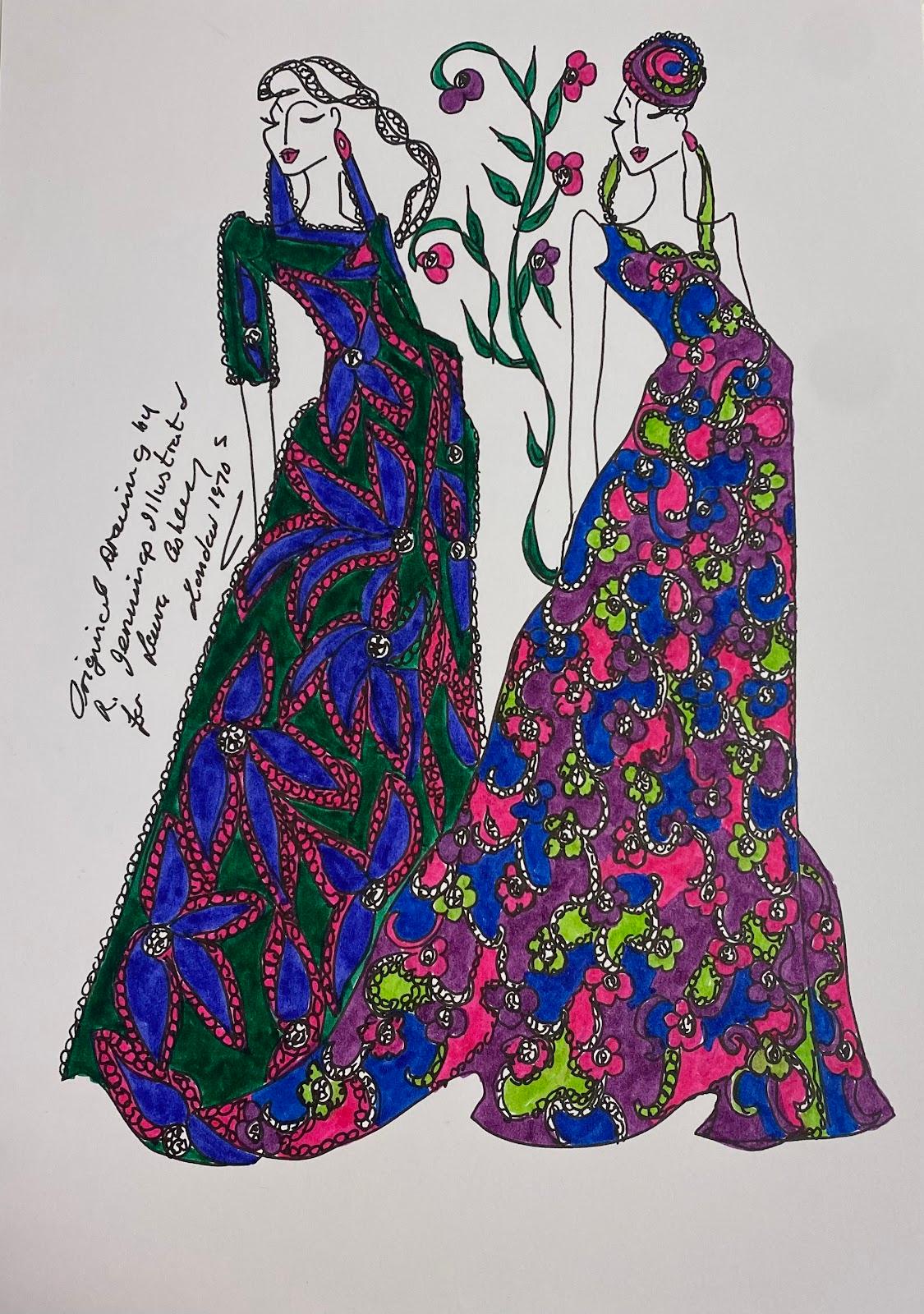 Original Fashion Design Illustration Watercolor Painting Laura Ashley Designer