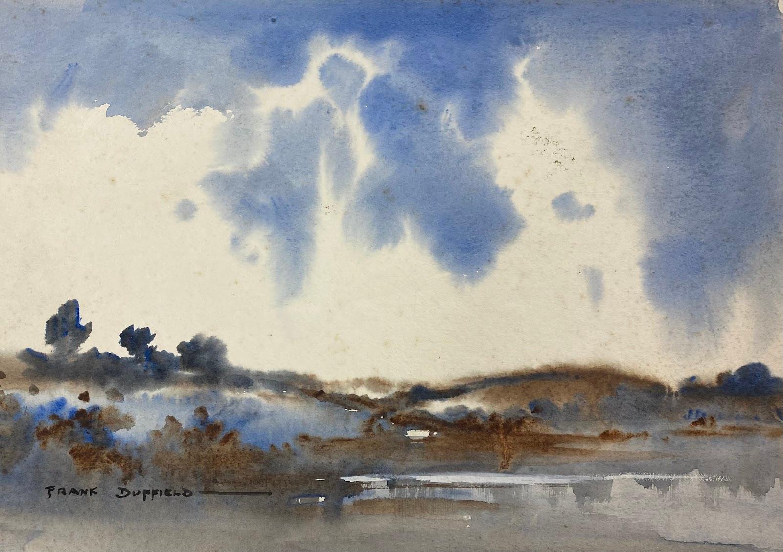 Frank Duffield Landscape Art - British Impressionist Painting Misty Lake