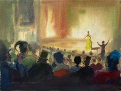 Retro British Impressionist Painting Night At The Opera