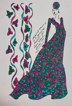 Disegno di moda originale Illustrazione ad acquerello Laura Ashley Designer