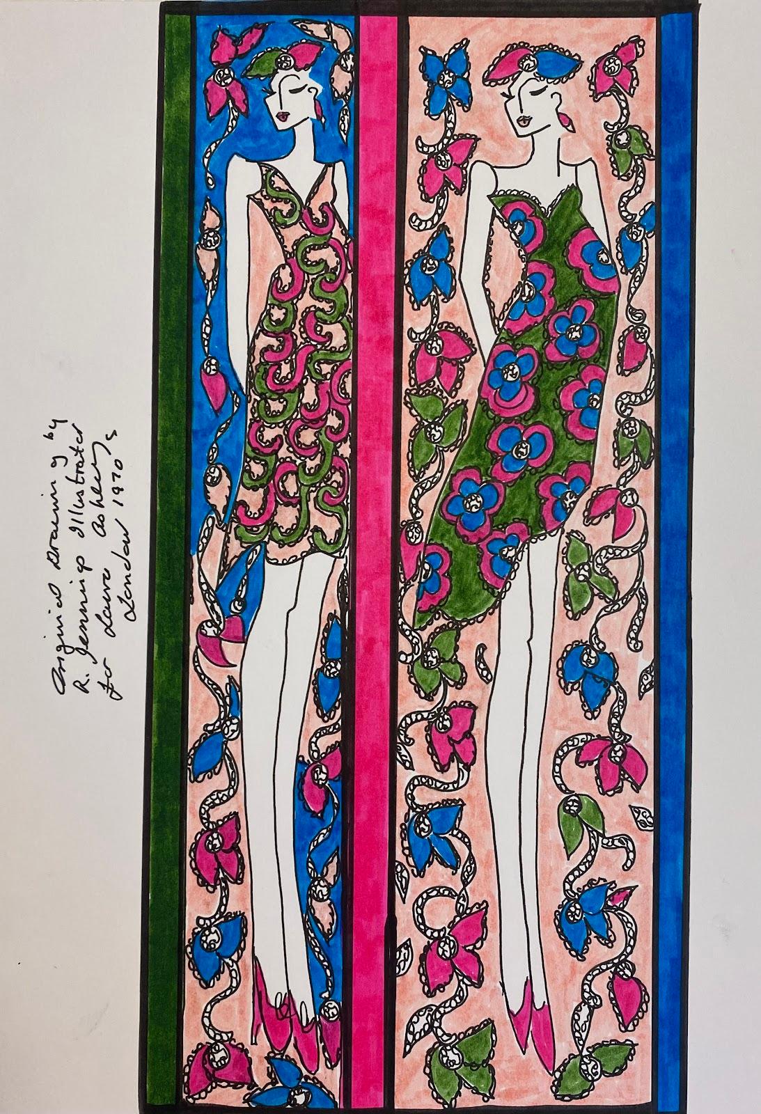 Landscape Art de Roz Jennings - Diseño de Moda Original Ilustración Acuarela Pintura Laura Ashley Diseñadora