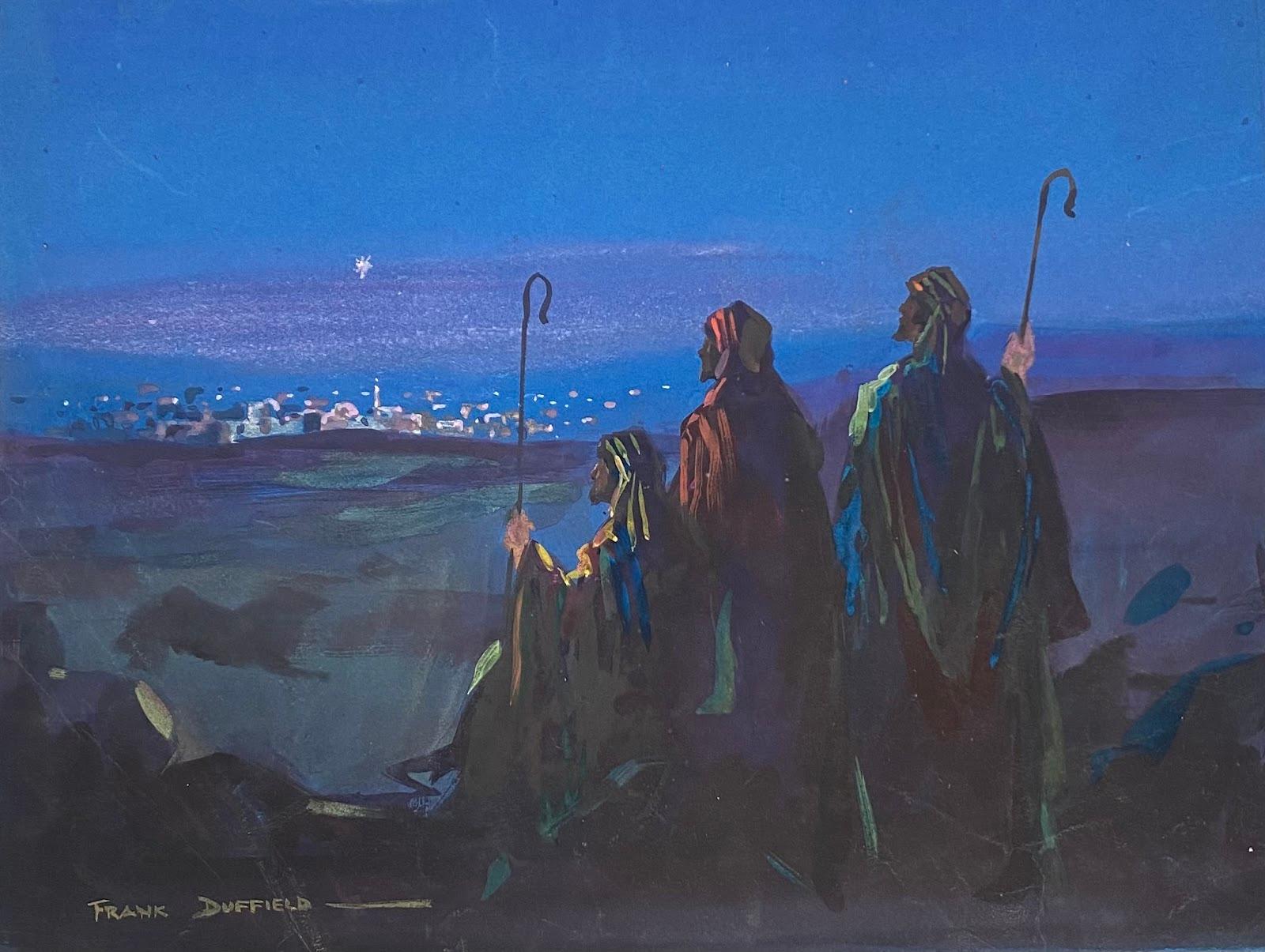 Frank Duffield Abstract Drawing - British Impressionist Painting The Three Wisemen 