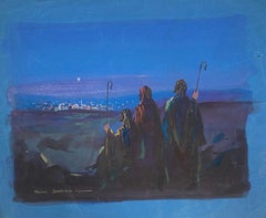 Mid-20th Century British Impressionist Watercolor: The Three Wisemen