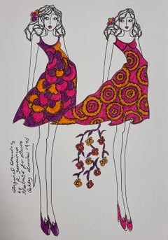 Original Fashion Design Illustration Watercolor Painting Laura Ashley Designer