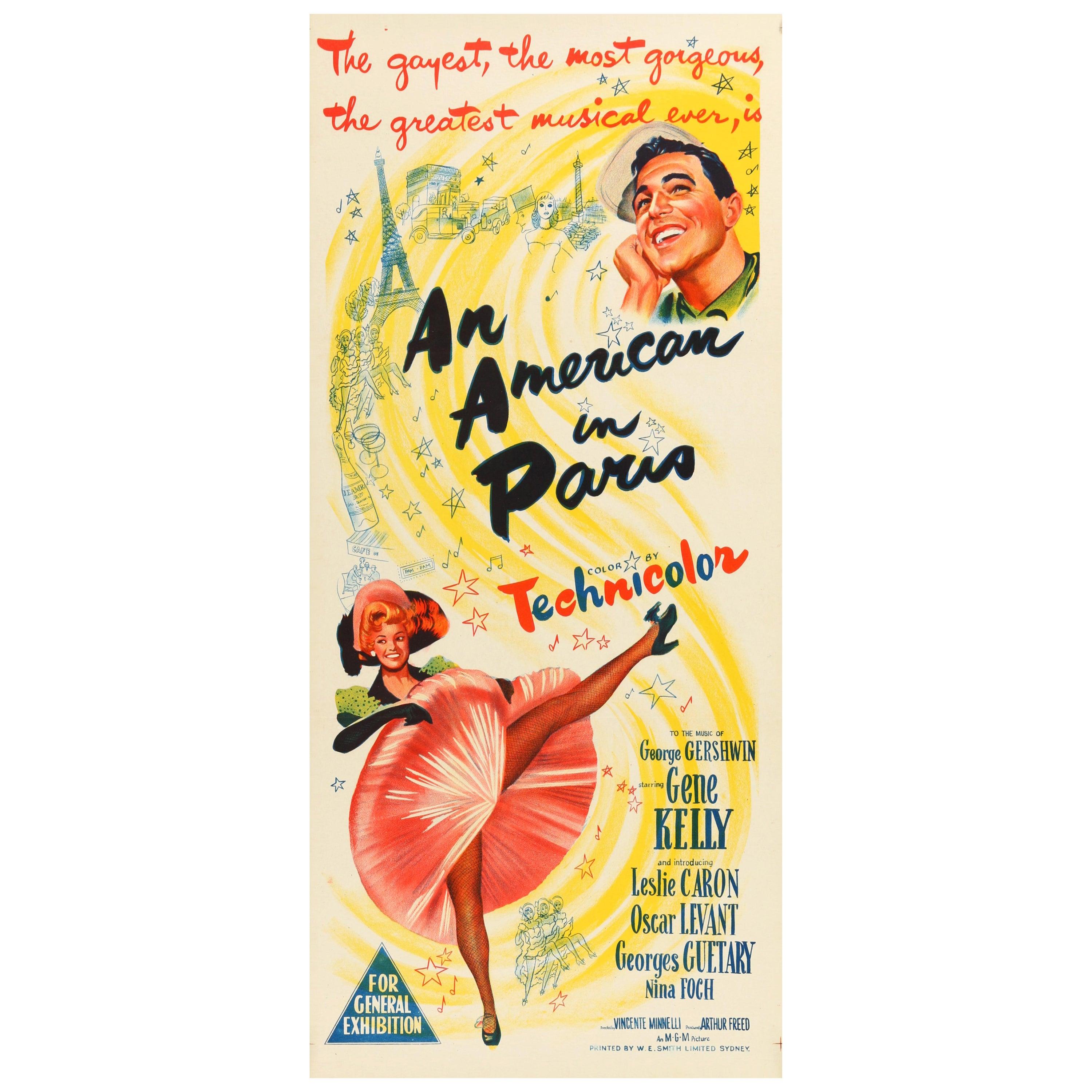 Unknown Print - 'An American in Paris' Original Vintage Australian Daybill Movie Poster, 1951