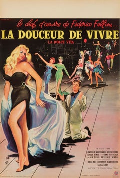 Affiche originale du film français « La Dolce Vita » par Yves Thos, 1960