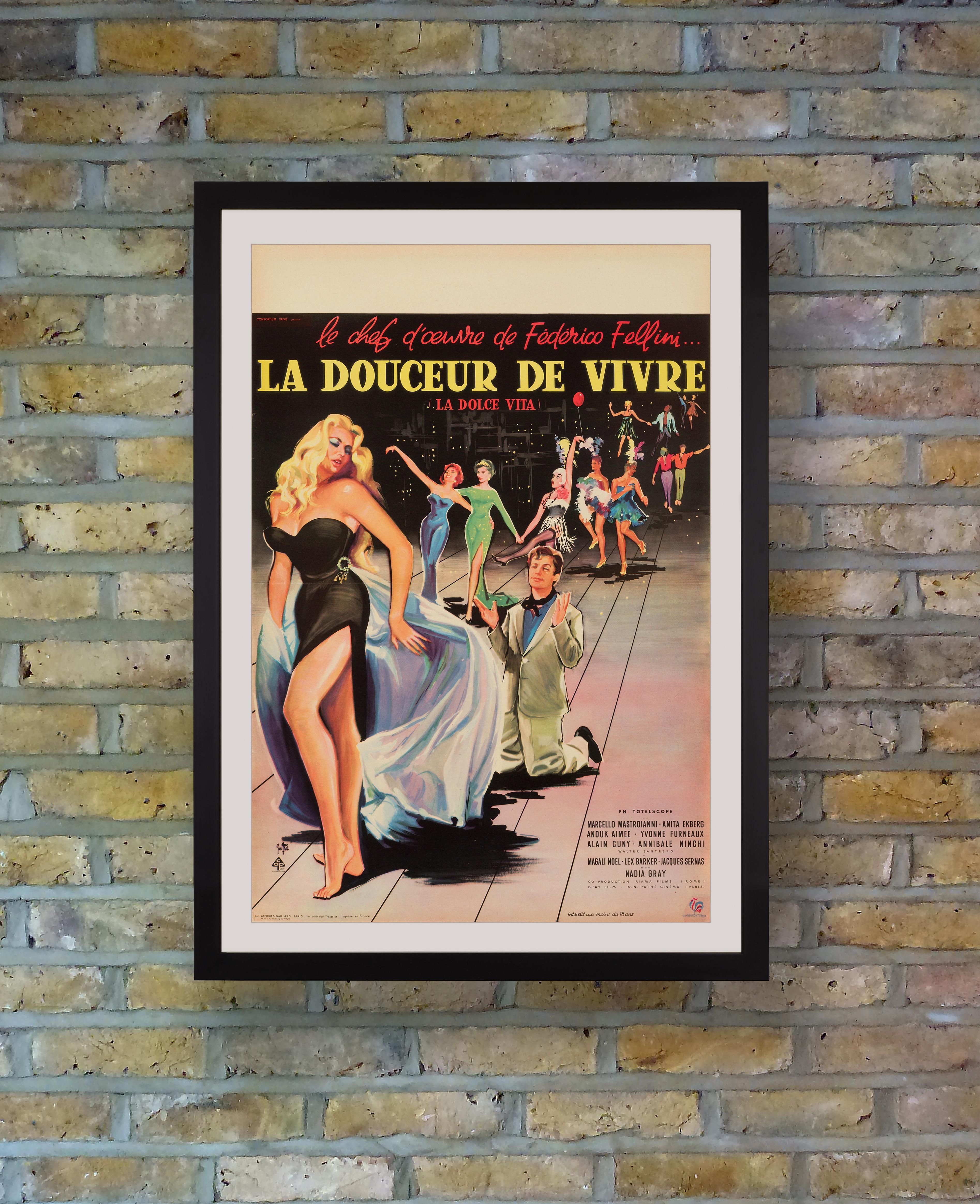 'La Dolce Vita' Original Vintage French Movie Poster by Yves Thos, 1960 For Sale 1